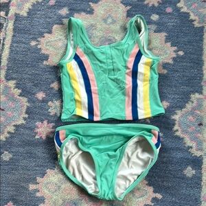 Colorful Striped Girls 12 Two-Piece Swimsuit